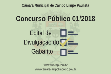 Concurso Público 01/2018 - Edital de Divulgação do gabarito
